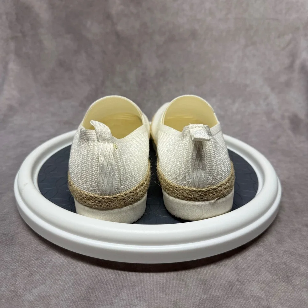 BOBS Skechers Slip On Shoes Women 9.5 Off White Knit Espadrille 113978